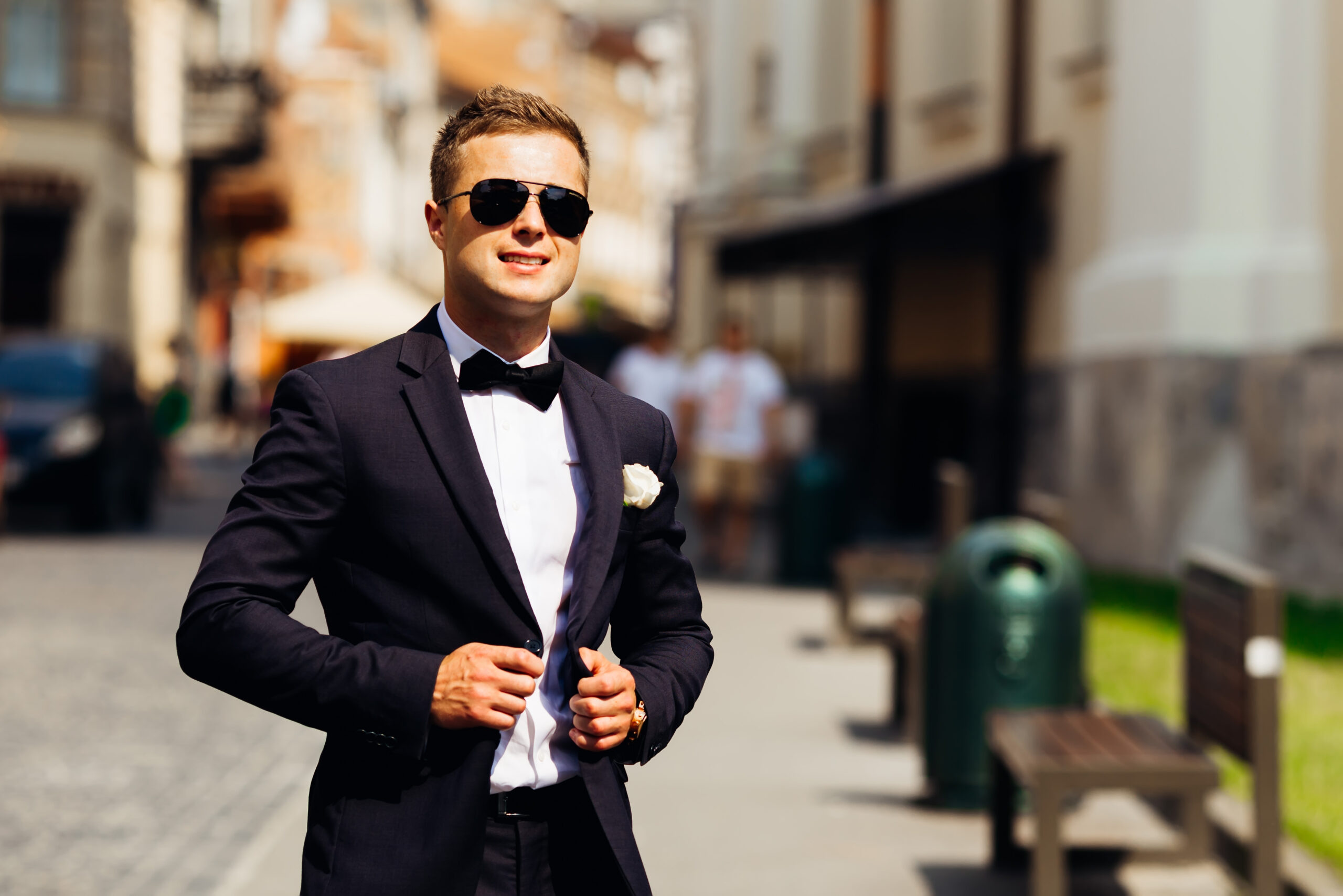 groom with sunglasses