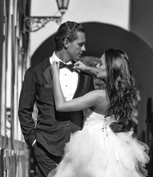 Young,Wedding,Couple,Of,Sexy,Girl,With,Brunette,Hair,And